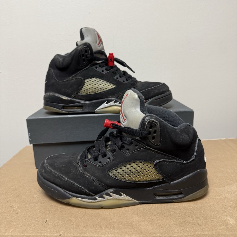 Air Jordan 5 Retro OG BG Black‎ Metallic Silver 845036-003 Boys Size 6Y eu 38.5